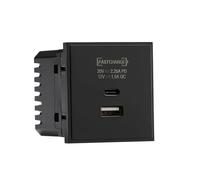 Knightbridge Dual USB Charger A+C (18W QC / 45W USB-PD) 50 x 50mmm - Black