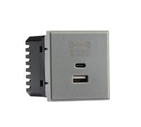 Knightbridge Dual USB Charger A+C (18W QC / 45W USB-PD) 50 x 50mmm - Grey (NETUSBPD)
