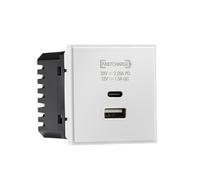 Knightbridge Dual USB Charger A+C (18W QC / 45W USB-PD) 50 x 50mmm - White (NETUSBPD)