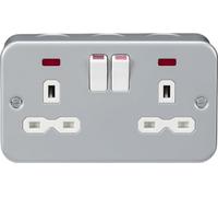 Knightsbridge Metal Clad 13A 2G DP switched socket with neon - MR9000N