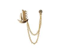 Knighthood Brooch Lapel Pin for Men Gold Boat with Gold Chain and Stone Detailing Lapel Pin Badge Coat Suit Wedding Gift Party Shirt Collar Accessories