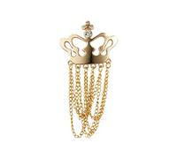 Knighthood Brooch Lapel Pin for Men Golden Stone Crown with Hanging Chain Lapel Pin Badge Coat Suit Wedding Gift Party Shirt Collar Accessories
