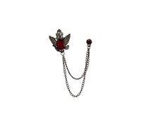 Knighthood Brooch Lapel Pin for Men Gun Metal with Red Stone Crown Hanging Chain Lapel pin Badge Coat Suit Wedding Gift Party Shirt Collar Accessories