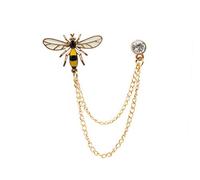 Knighthood Brooch Lapel Pin for Men Honey Bee with Hanging Chain Lapel Pin Badge Coat Suit Wedding Gift Party Shirt Collar Accessories