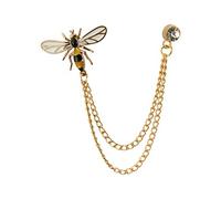 Knighthood Brooch Lapel Pin for Men Honey Bee with Hanging Chain Lapel Pin Badge Coat Suit Wedding Gift Party Shirt Collar Accessories