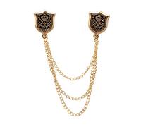 Knighthood Brooch Lapel Pin for Men Shield with Metal Hanging Chain Lapel Pin Badge Coat Suit Wedding Gift Party Shirt Collar Accessories