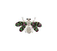 Knighthood Brooch Lapel Pin for Men Silver Bee with Stone and Green Purple Abstract Wings Badge Coat Suit Wedding Gift Party Shirt Collar Accessories