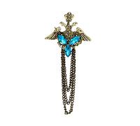 Knighthood Brooch Lapel Pin for Men Victory Birds with Hanging Chain Badge Coat Suit Wedding Gift Party Shirt Collar AccessoriesSilver