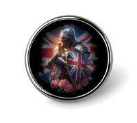 Knights British Flag Roses Pin Brooch Badge Button Round 1 Inch