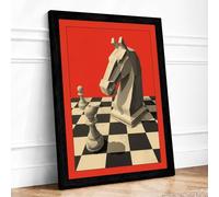 Knight's Gambit Geometric Framed Wall Art Print A1 Black