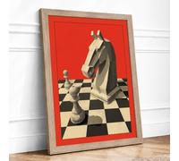 Knight's Gambit Geometric Framed Wall Art Print A1 Oak