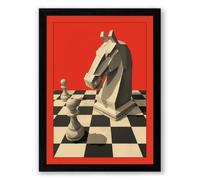 Knight's Gambit Geometric Framed Wall Art Print A2 (59.4×42cm) Black, Wall Decor for Living Room, Bedroom, Office & Home, Ready to Hang, Art Gift