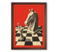 Knight's Gambit Geometric Framed Wall Art Print A2 (59.4×42cm) Walnut, Wall Decor for Living Room, Bedroom, Office & Home, Ready to Hang, Art Gift