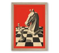 Knight's Gambit Geometric Framed Wall Art Print A3 (42×29.7cm) Oak, Wall Decor for Living Room, Bedroom, Office & Home, Ready to Hang, Art Gift