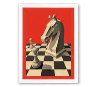 Knight's Gambit Geometric Framed Wall Art Print A3 (42×29.7cm) White, Wall Decor for Living Room, Bedroom, Office & Home, Ready to Hang, Art Gift