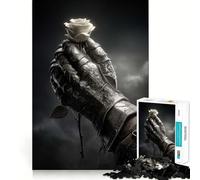 Knight's Gauntlet Holding A White Rose 1000 Pieces Jigsaws Adults Puzzles Gifts Mind Workout Stress Less Home Activity Home Accent (38x26cm)