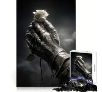 Knight's Gauntlet Holding A White Rose Jigsaw Puzzles for Adults1000 Piece Logic Skill Precise Connection Family Bond Home Decor (38x52cm)