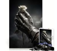 Knight's Gauntlet Holding A White Rose Teenager Jigsaw Puzzles 1000 Pieces Creative Fun Clear Color Fun Challenge Birthday Gift (50x75cm)