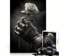 Knight's Gauntlet Holding White Rose Jigsaws 1000 Pieces for Adults DIY Fun Clean Connection Pattern Build (38x26cm)
