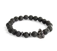 Knight's Helmet / Lava Stone Gemstone Bracelet