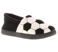 Knights Hernandez Boys & Girls Novelty Football Soccer Slippers - Soft & Comfy Children's House Shoes with Non-Slip Sole Black/White 12 Child UK