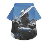 Knights Holding His Sword Dog Hawaiian Shirt Stretch Collar Button Down Pet Clothes for Small Medium Puppy