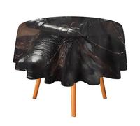 Knights Horse Armor Round Tablecloth Washable Polyester Table Cover for Indoor Outdoor Dining Picnic Party