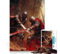 Knights Locked in Combat 1000 Piece Puzzle For Adults Creative Play Snug Joint Real Challenge Night Activity (50x75cm)