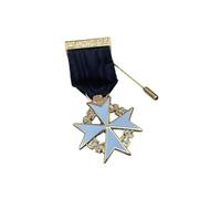 Knights of Malta Breast Jewel | Premium White Enamel & Gilt-Plated Knights of Malta Cross or Pendant with Secure Pin Attachment | Comfortable for Lodge Meetings, Ceremonies & Formal Events