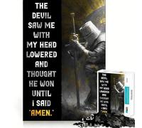 Knight's Prayer︰ Defeating The Devil Jigsaw Puzzles 1000 Pieces for Teenagers Anxiety Relief Precise Connection Fun Hobby Fine Art (38x26cm)