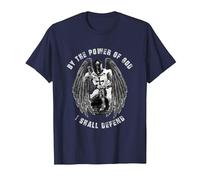 Knights Templar by The Power of GOD I Shall Defend T-Shirt, Men, Navy Blue, Large