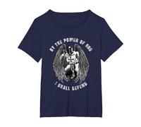 Knights Templar by The Power of GOD I Shall Defend T-Shirt, Women's Plus, Navy Blue, 1X
