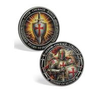 Knights Templar Challenge Coin - Armor of God Red Cross Christian Token