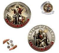 Knights Templar Coin, Knight Templar Prayer Coin, With a Red Cross Shield, Symbol of Faith & Protection Collectible, To Give You Spiritual Encouragement, to Face Life Like a Knight (B)
