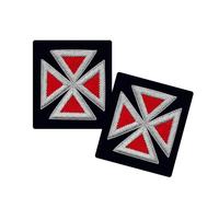 Knights Templar Collar & Sleeve Insignia, Past Grand Master-Red & Silver