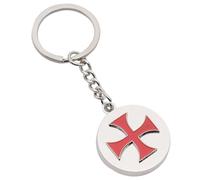 Knights Templar Cross Design Personalised Engraved Silver Keyring in a Gift Pouch