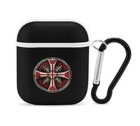 Knights Templar Cross Earphone Case Cover Compatible with AirPods 1&2 Shockproof Bluetooth Headset Case White-style