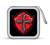 Knights Templar Crusader Cross CD Case 40 Capacity Plastic DVD Storage Disc Wallet Bag for Car Home Travel