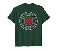 Knights Templar Crusader Cross Deus Vult 1095 Shield T-Shirt T-Shirt, Men, Dark Green, X-Large