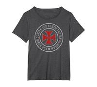 Knights Templar Crusader Cross Deus Vult 1095 Shield T-Shirt T-Shirt, Women's Plus, Dark Heather Grey, 6X