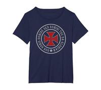 Knights Templar Crusader Cross Deus Vult 1095 Shield T-Shirt T-Shirt, Women's Plus, Navy Blue, 1X