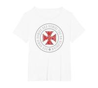 Knights Templar Crusader Cross Deus Vult 1095 Shield T-Shirt T-Shirt, Women's Plus, White, 3X