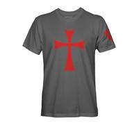 Knights Templar Crusader Cross Men's T-Shirt, Charcoal - Shirt, Large