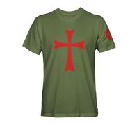 Knights Templar Crusader Cross Men's T Shirt - Green - Large