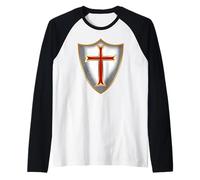 Knights Templar Crusader Shield Cross Raglan Baseball Tee