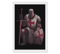 Knights-Templar Diamond Painting Kits Round Full Drill Cross Stitch Art Pictures for Home Wall Decor 8"x12"