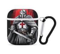 Knights Templar Earbuds Case for Airpods 1 2 Accessories Hard Earphones Cover with Keychain