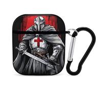 Knights Templar Earbuds Case for Airpods 1 2 Accessories Hard Earphones Cover with Keychain