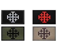 Knights Templar Flag Embroidery Patches for Jacket Backpacks Vest Jeans T-Shirt Uniform Hats Jacket Baseball Cap Jerusalem Cross Crusader Jihad Patch Military Hook Loop Patch Pack of 4