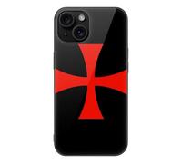 Knights Templar Glass Back Mobile Phone Basic Cases Compatible with iPhone 15/15 Plus/15 Pro/15 Pro Max Anti-Scratch Covers